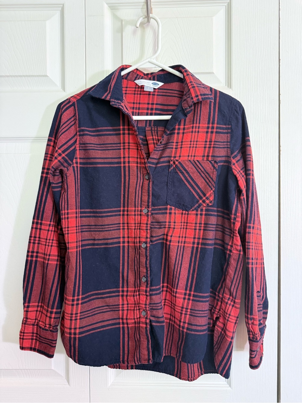 Old Navy- Red and Navy Plaid Button-Down Shirt